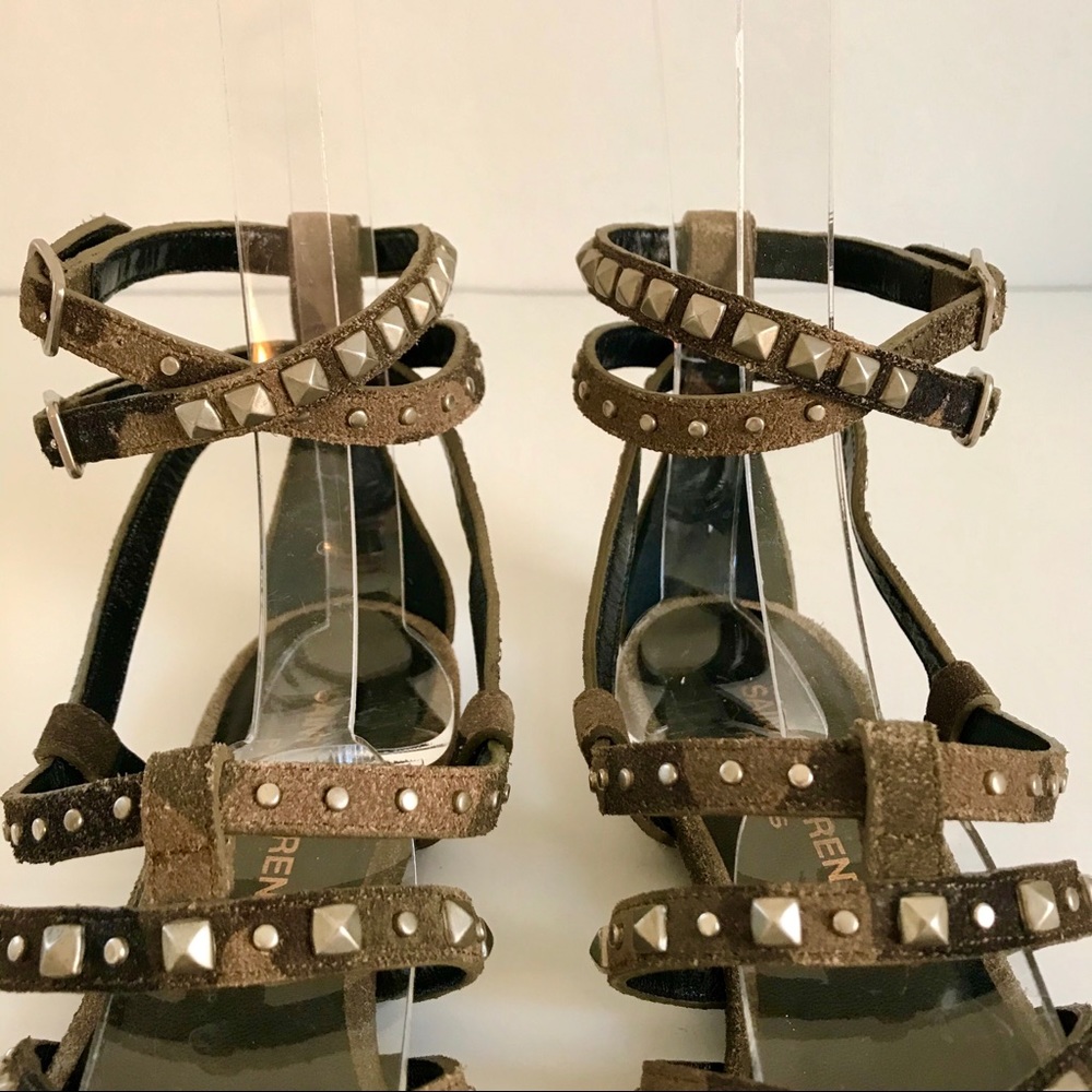 NEW YEAR SALE! NWT SAINT LAURENT RUGGED SUEDE CAMOUFLAGE SILVER STUDDED SANDAL - Picture 13 of 14